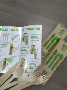 Набор в инд. крафт упаковке ложка, вилка, нож БИО