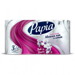 Бумага туалетная Papia Балийский цветок 3сл. 8шт