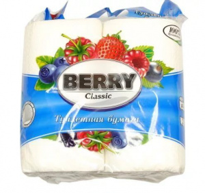 Бумага туалетная  Berry 2-слойная 4рулона(белая)/16