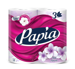 Бумага туалетная Papia Балийский цветок 3сл. 4шт/14