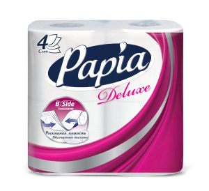 Бумага туалетная Papia Белая Delux 4сл. 4шт/14
