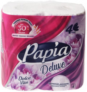 Бумага туалетная Papia Белая Delux Dolce Vita 4сл. 4шт/14